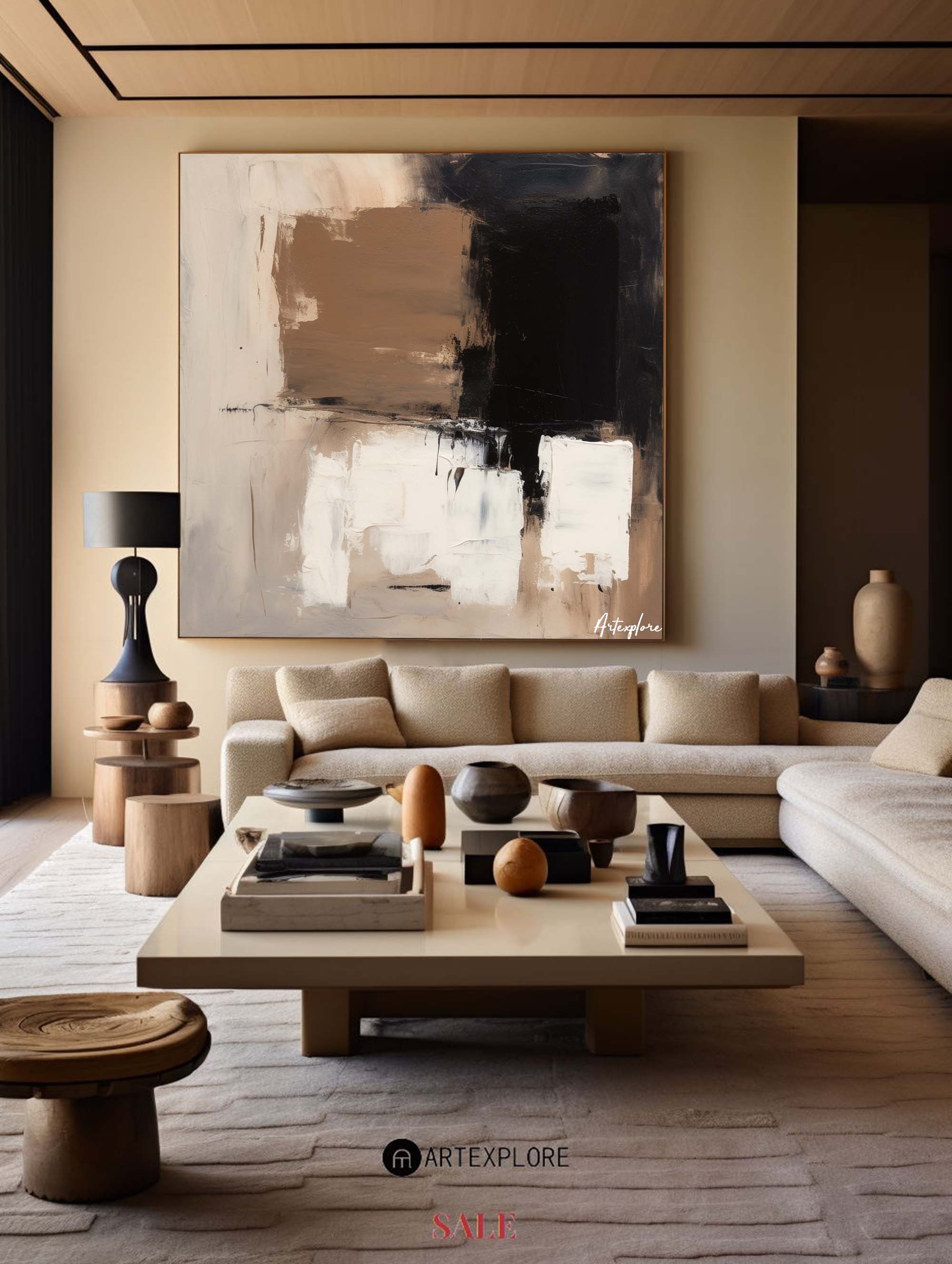 Brown Black Abstract Textured Painting