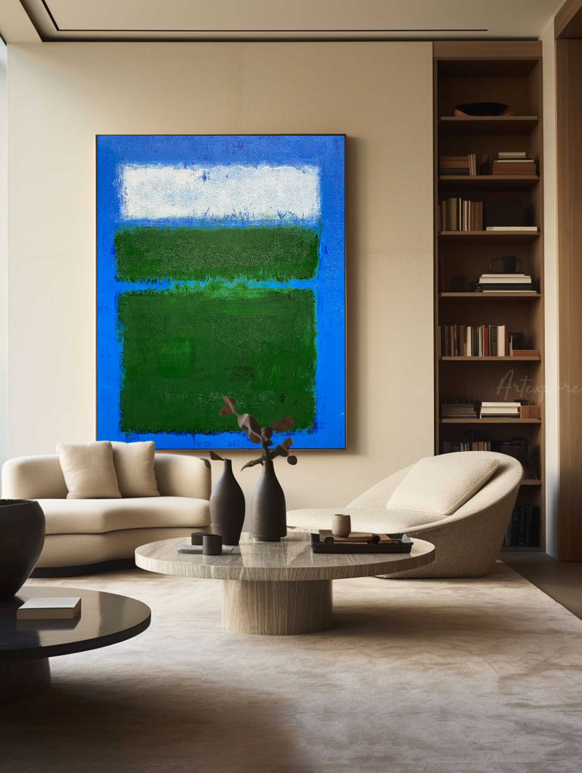 Color‑Block Minimalist Abstract Thick‑Texture Hand‑Painted Artwork