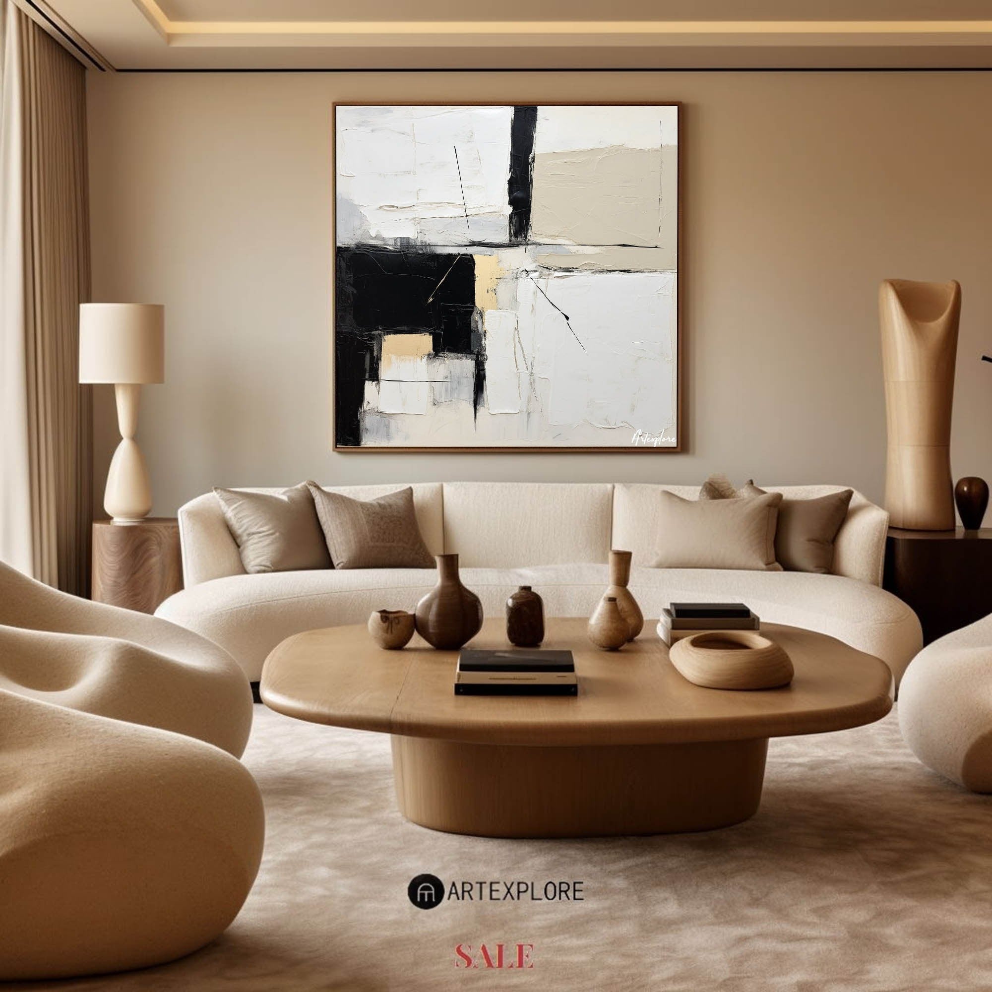 Wall Art Monochrome Architectural Grid