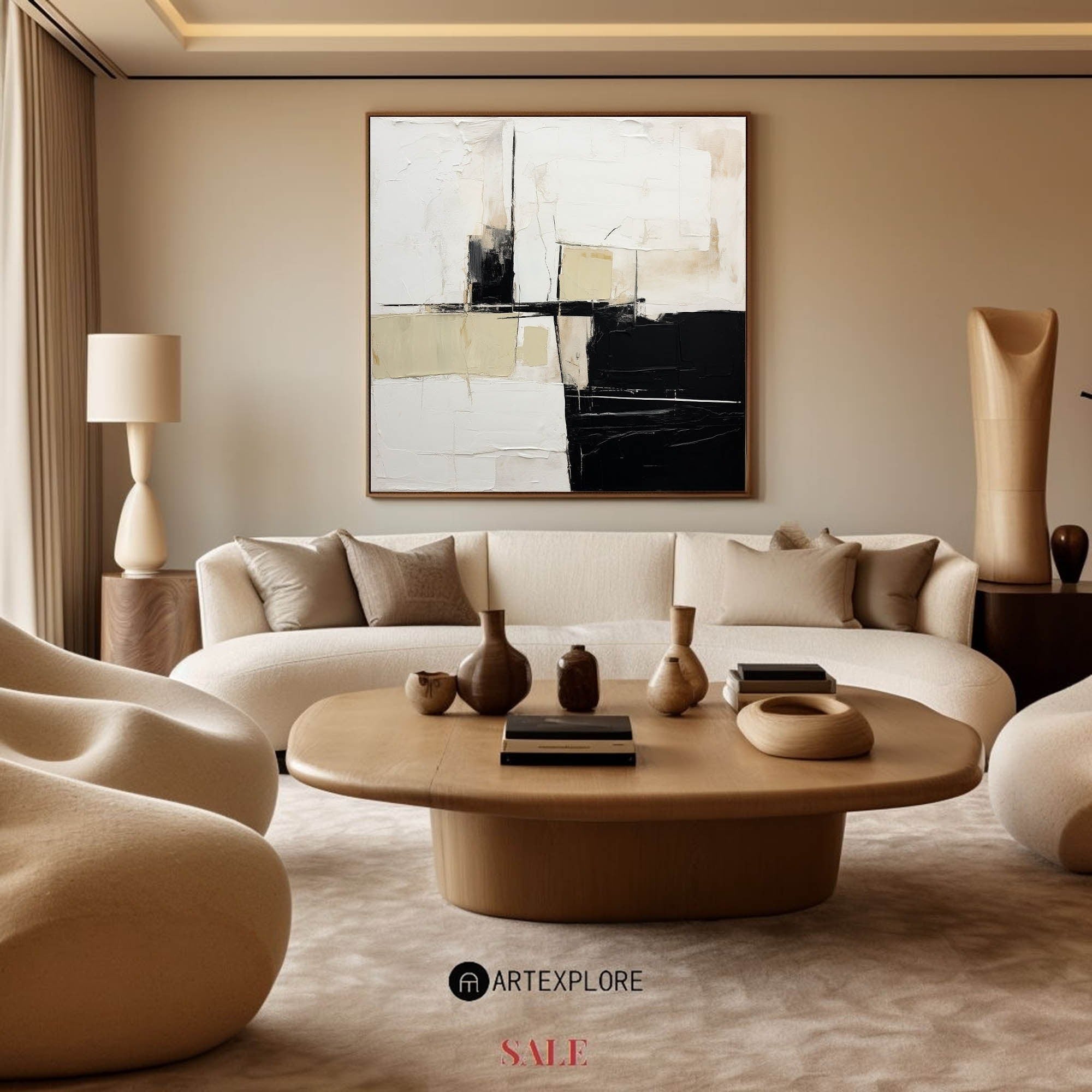 Geometric Block Neutral Canvas Wall Art