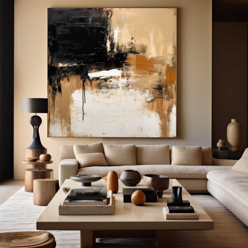Black Gold Abstract Textured Painting