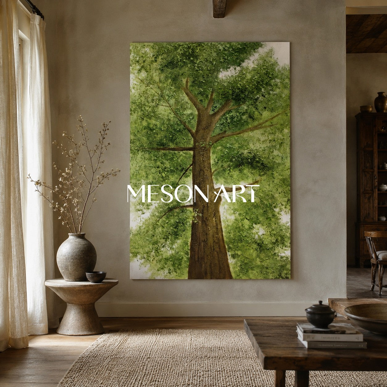 Majestic Oak Tree from Below Painting