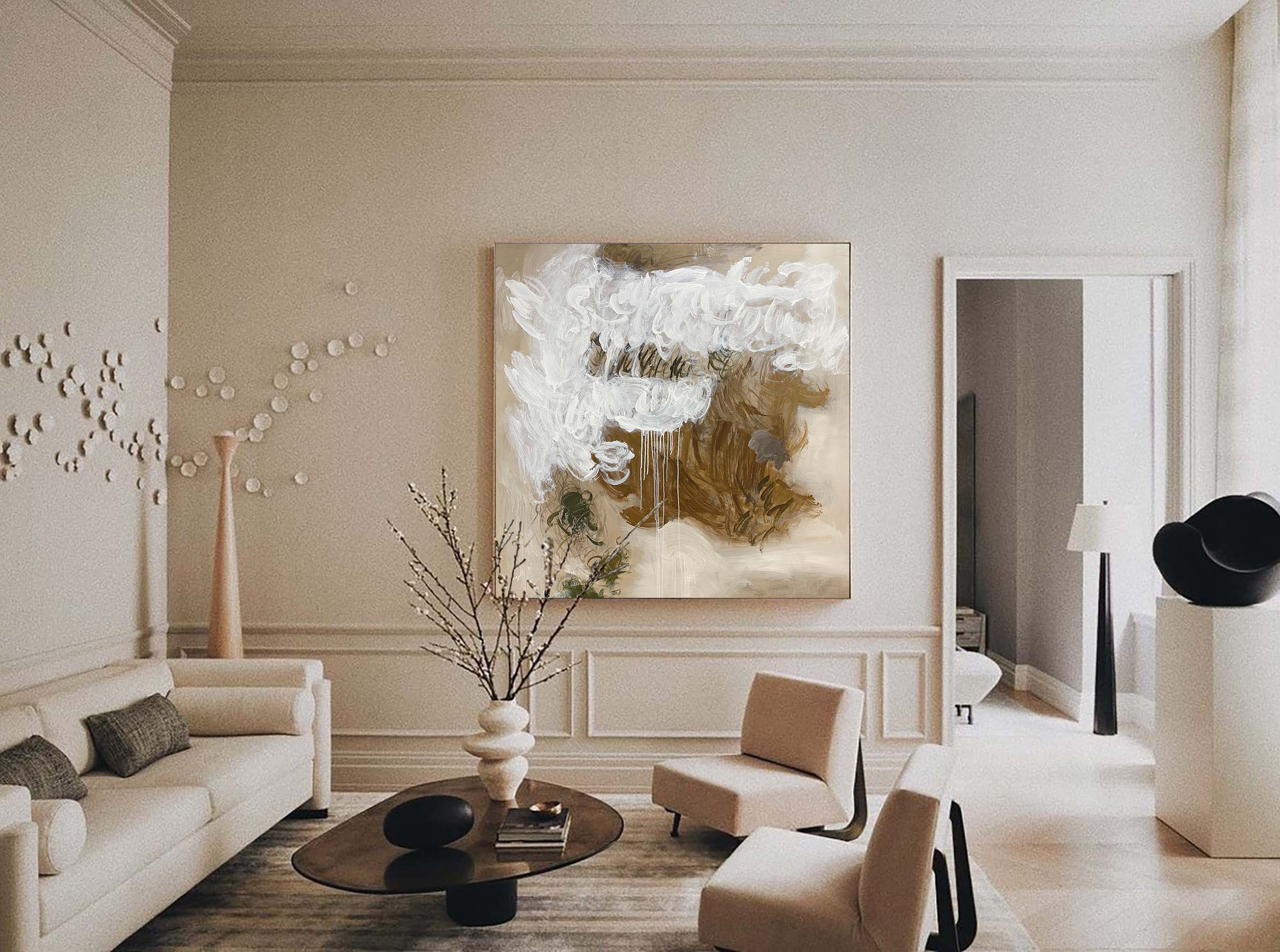 Earth‑Tone Dripping Effect Abstract Ready‑to‑Hang Wall Artwork