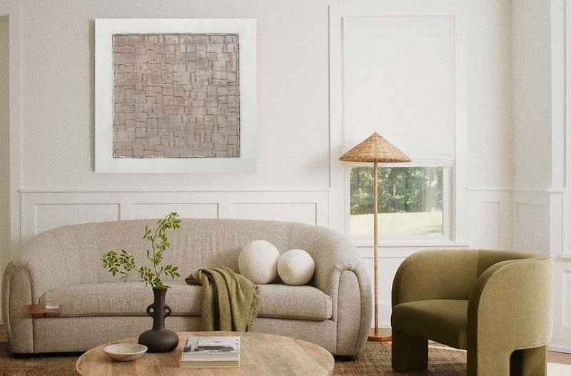 Beige Textured Geometric Minimalist Painting