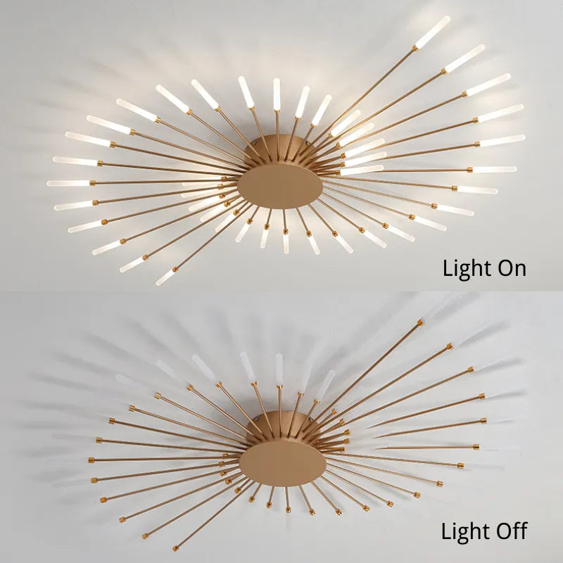 Wesley Flush-Mount Ceiling Light Fireworks, Black/Gold