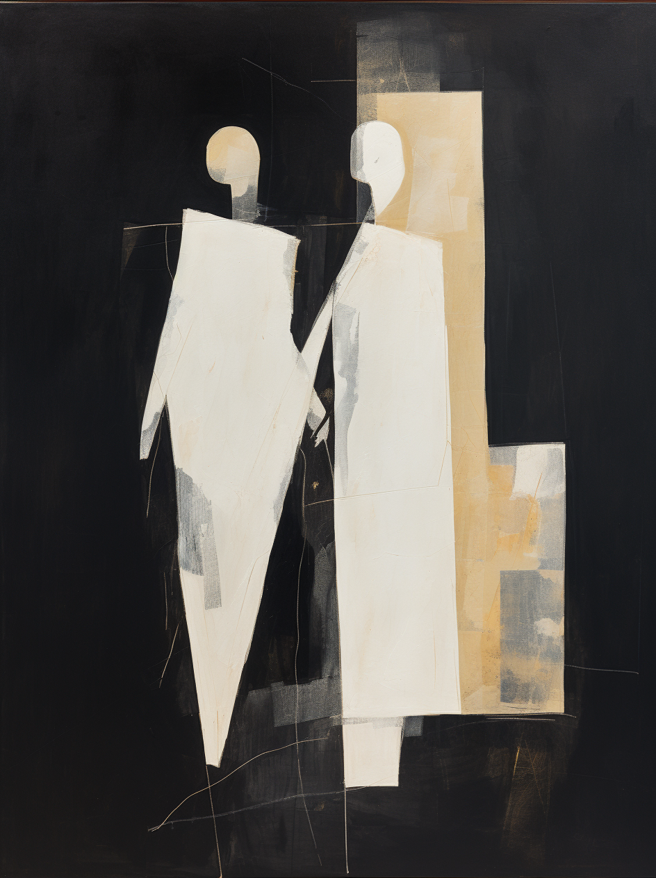 Wall Art Black Beige Abstract Figure Collage