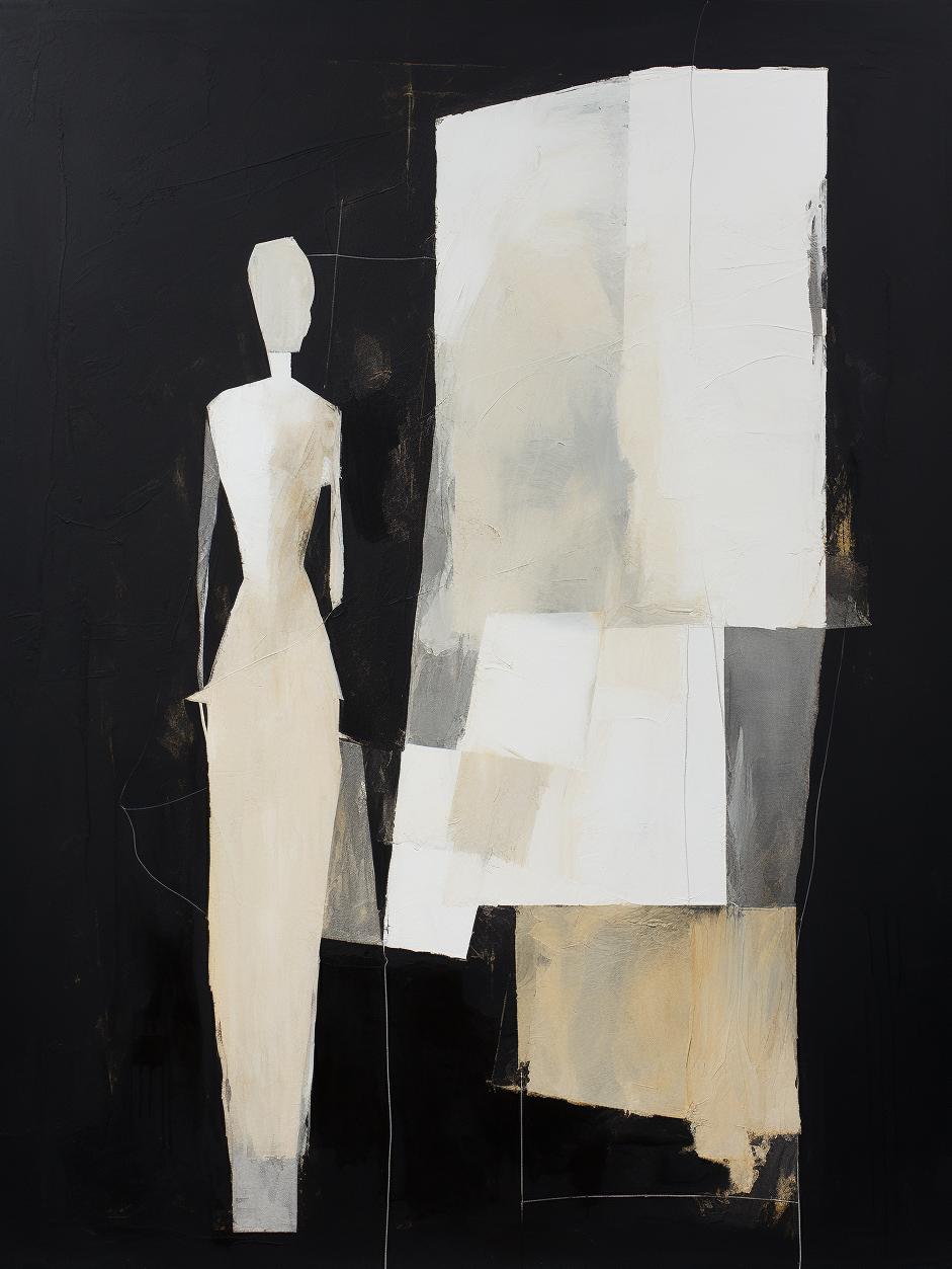 Wall Art Contemporary Abstract Silhouettes Linen Canvas