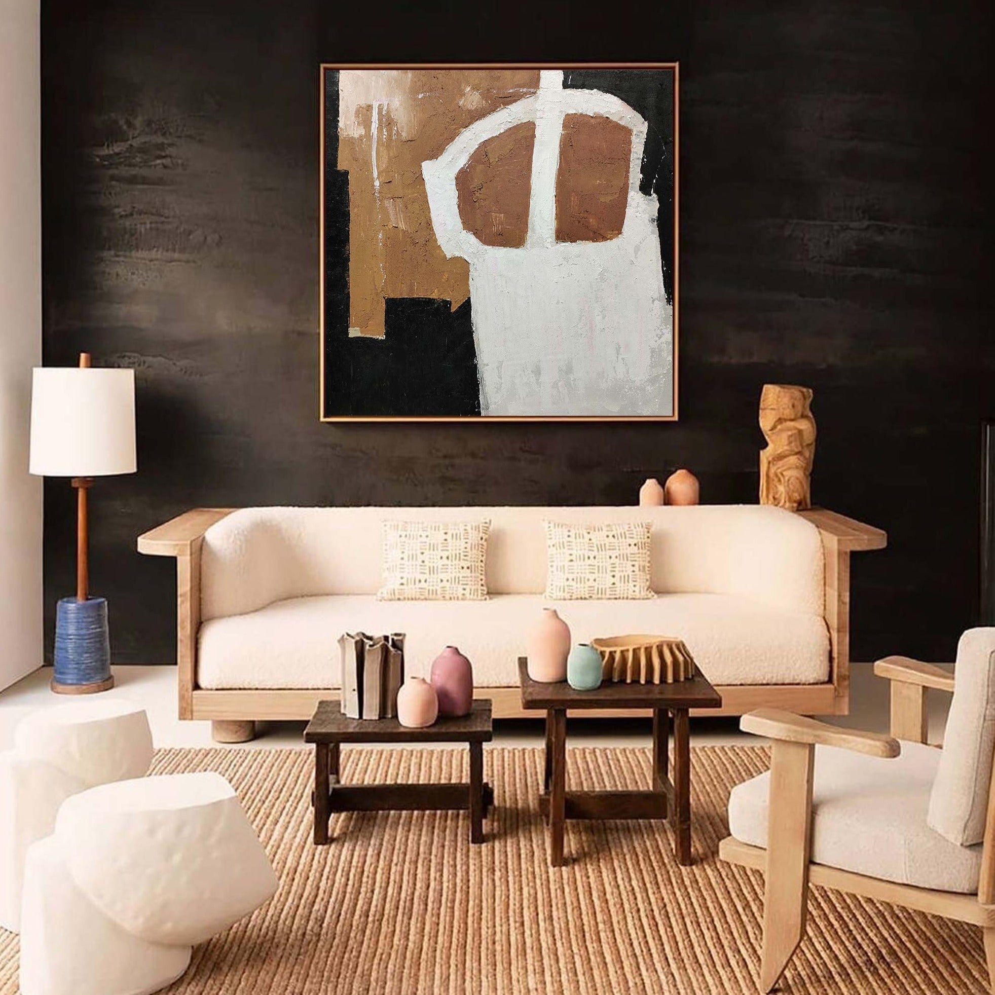 Black And Brown Minimalist Painting ABAS57 - Neutralighting