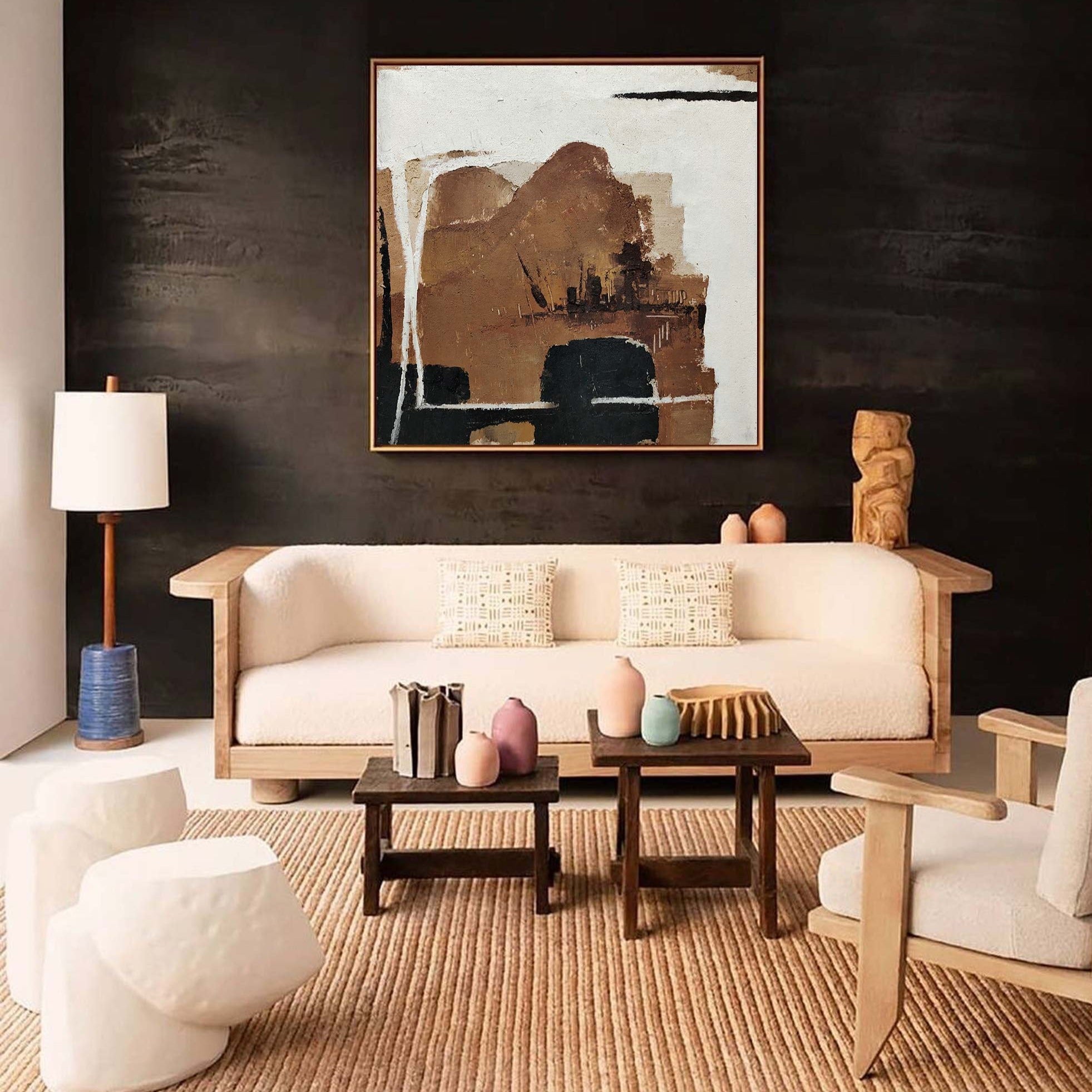 Black And Brown Minimalist Painting ABAS55 - Neutralighting
