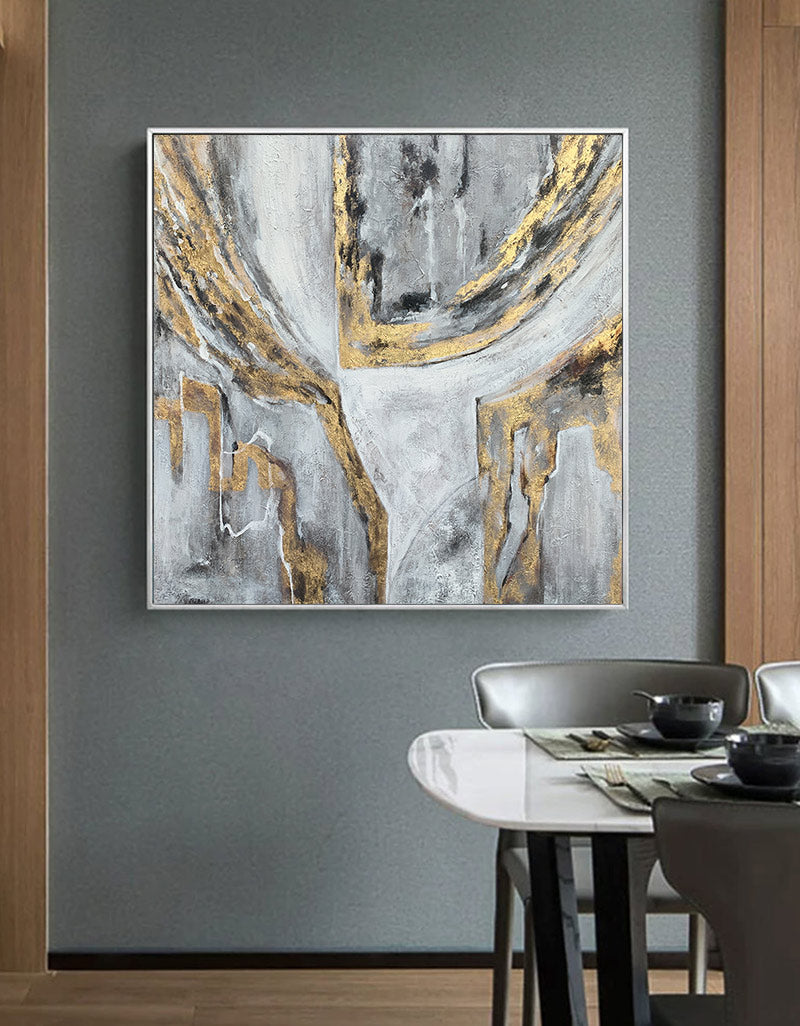 Gray Gold Abstract painting ABAS19 - Neutralighting