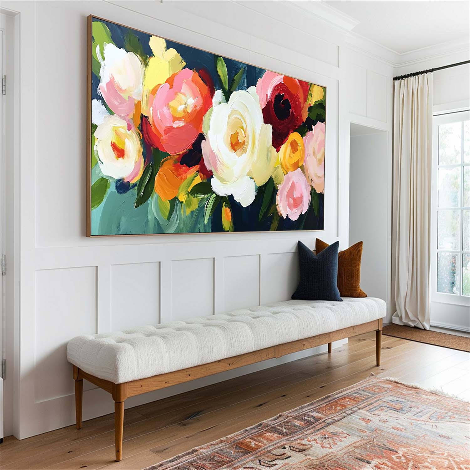 Vibrant Peony Bouquet Oil Canvas Art
