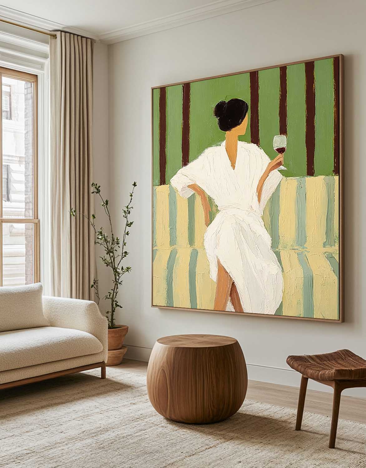Wall Art Fashion Woman Green White Contemporary