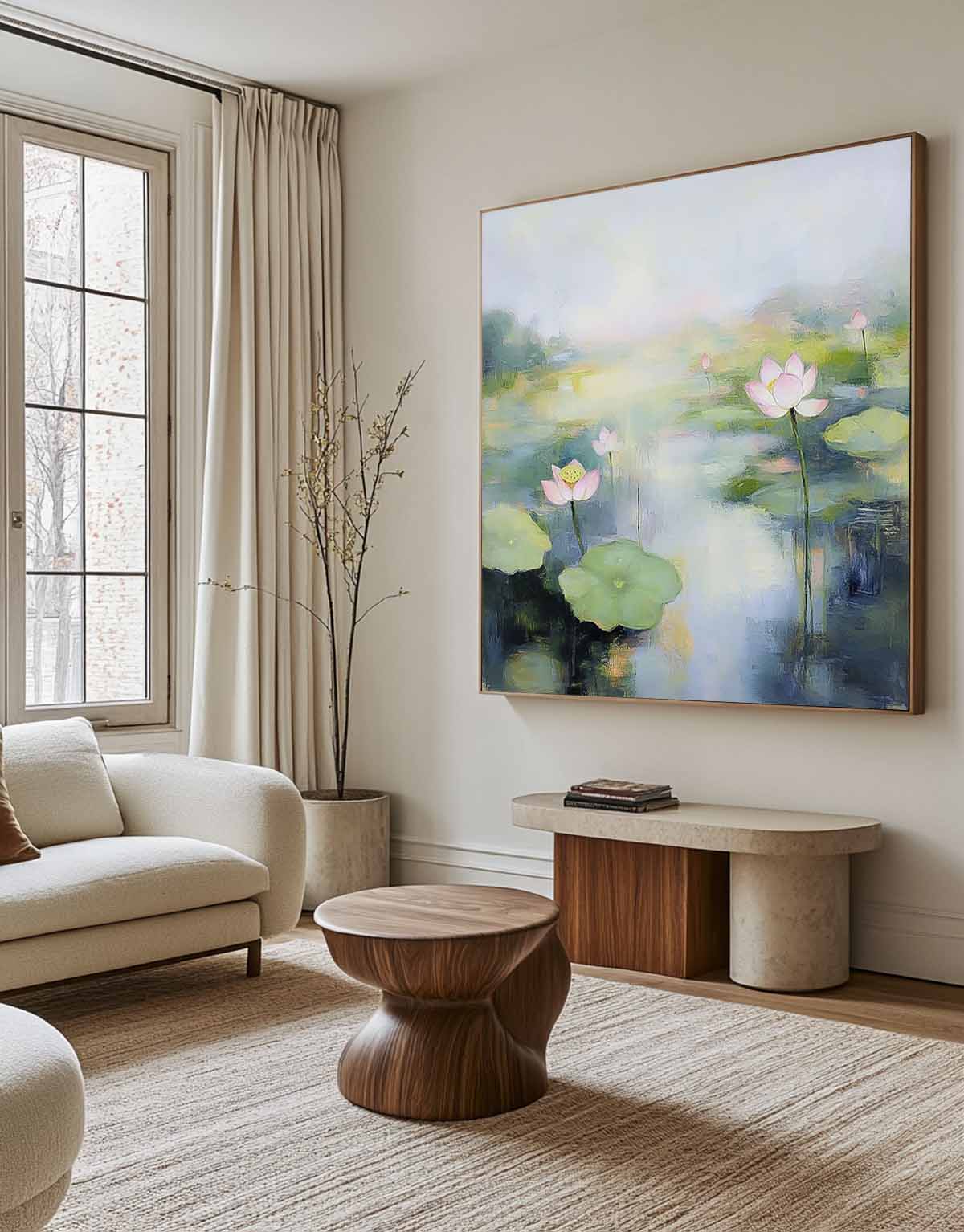 Wall Art Flower Misty Lotus Pond Landscape