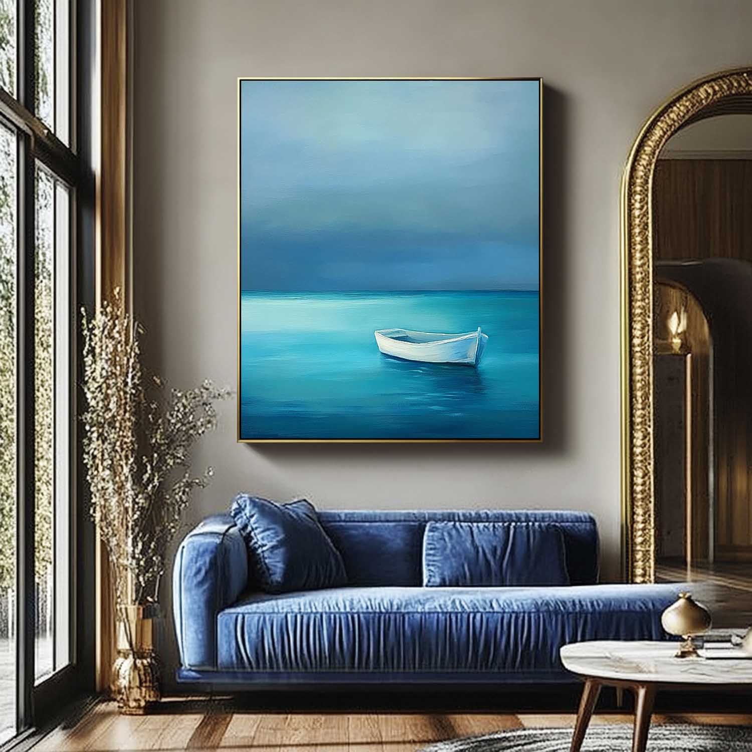Wall Art Landscape Serene Solitary Boat Seascape