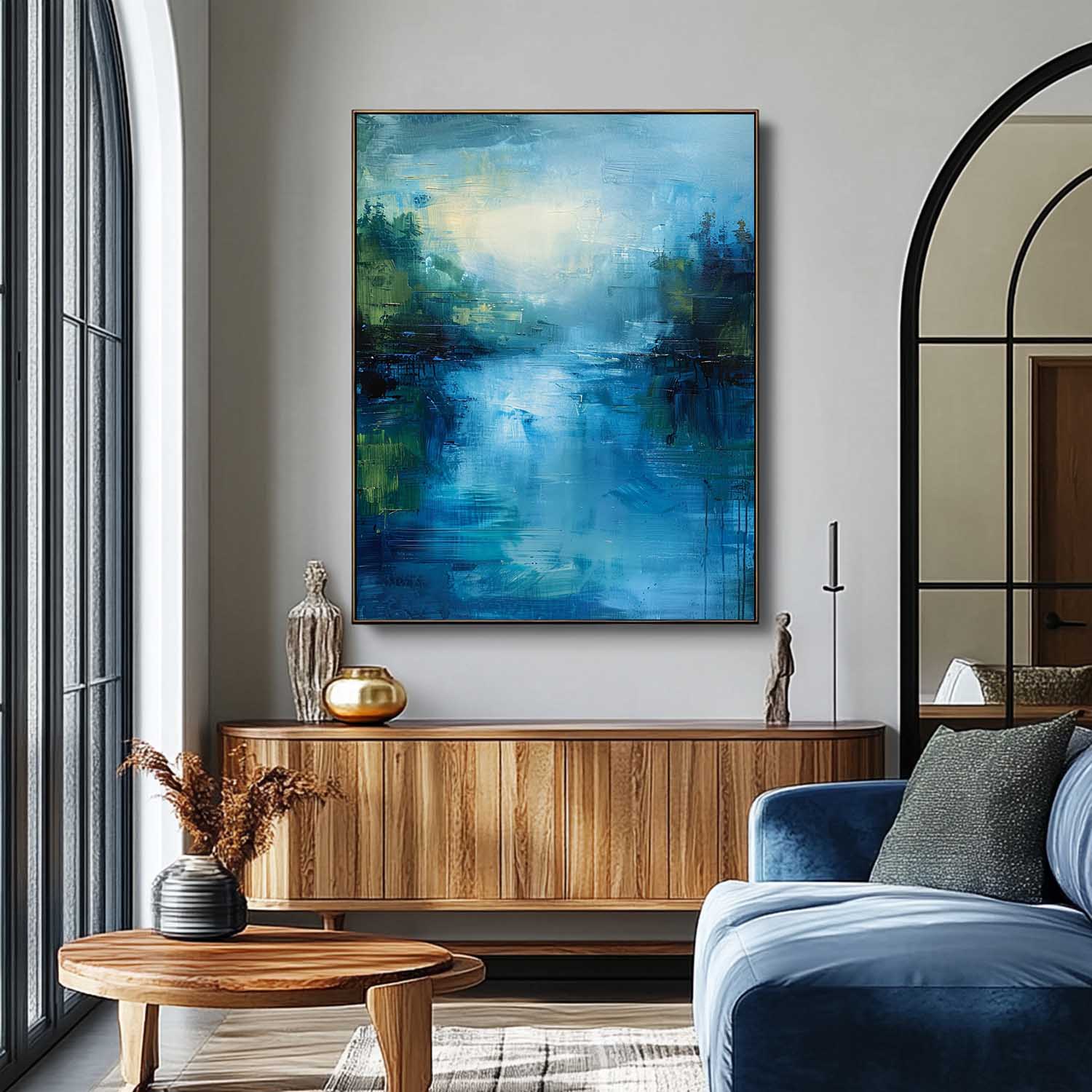 Wall Art Abstract Lake Mountain Landscape