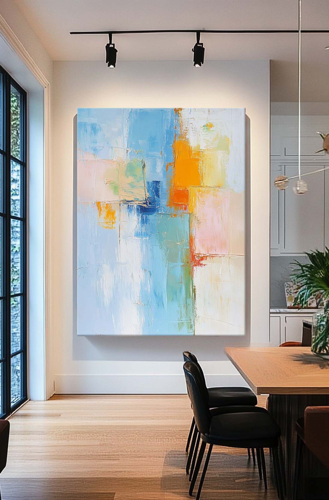 Pastel Abstract Color Block Oil Painting