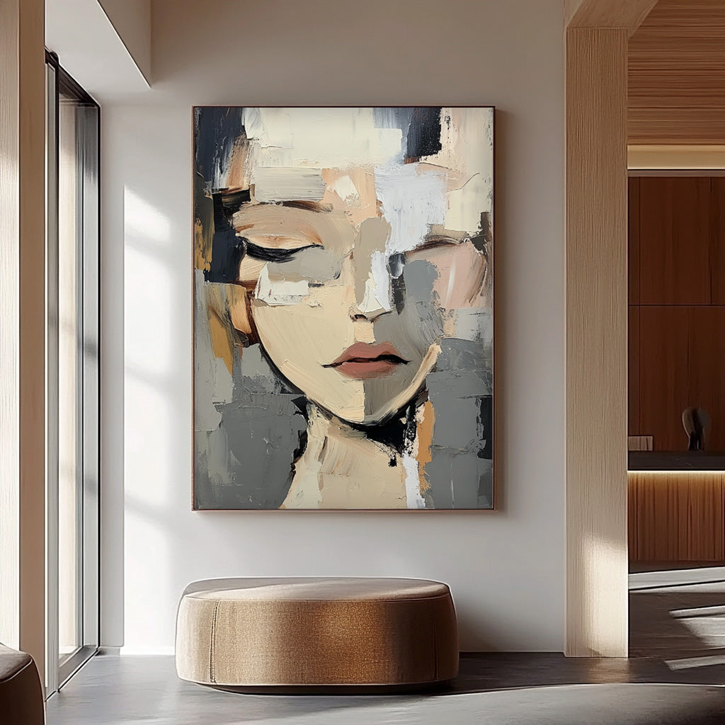 Wall Art Abstract Closed Eye Female Portrait