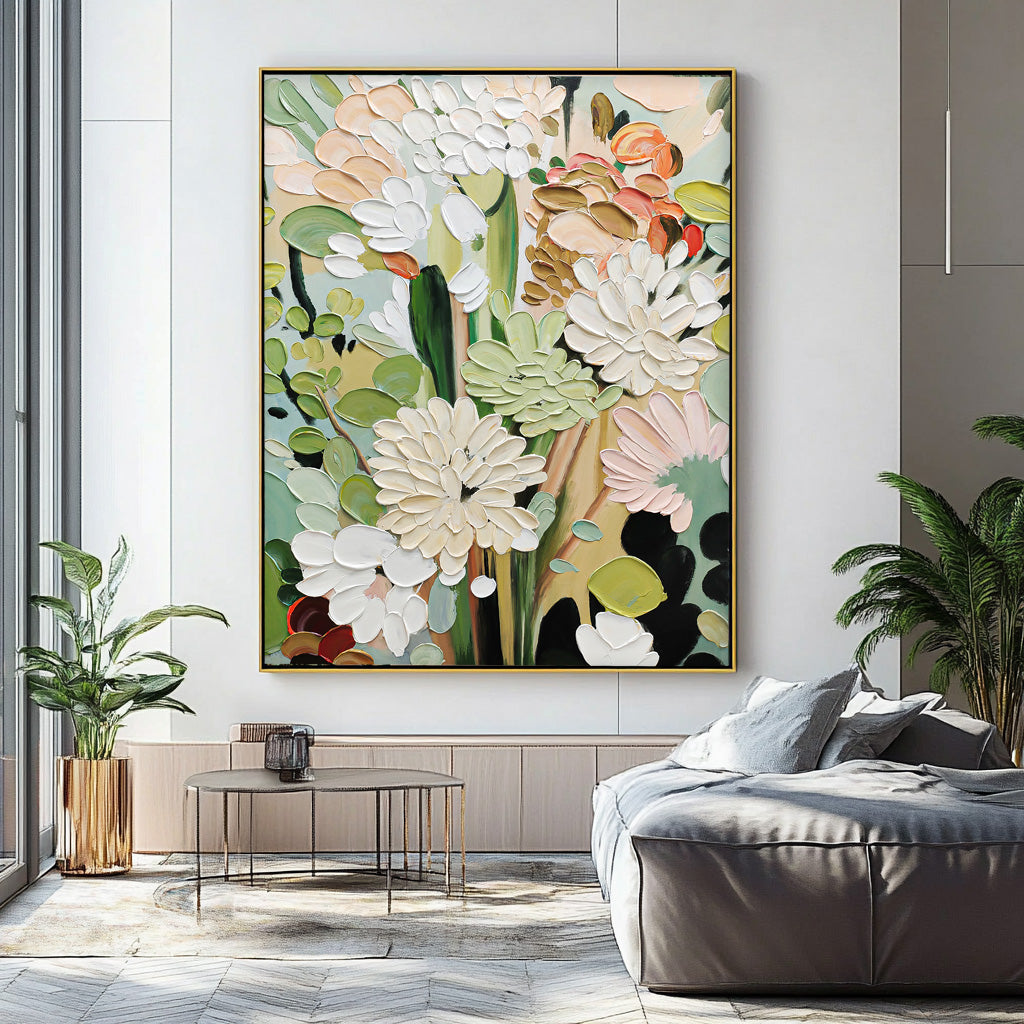 Wall Art Flower Impasto Modern Gentle Vibrant