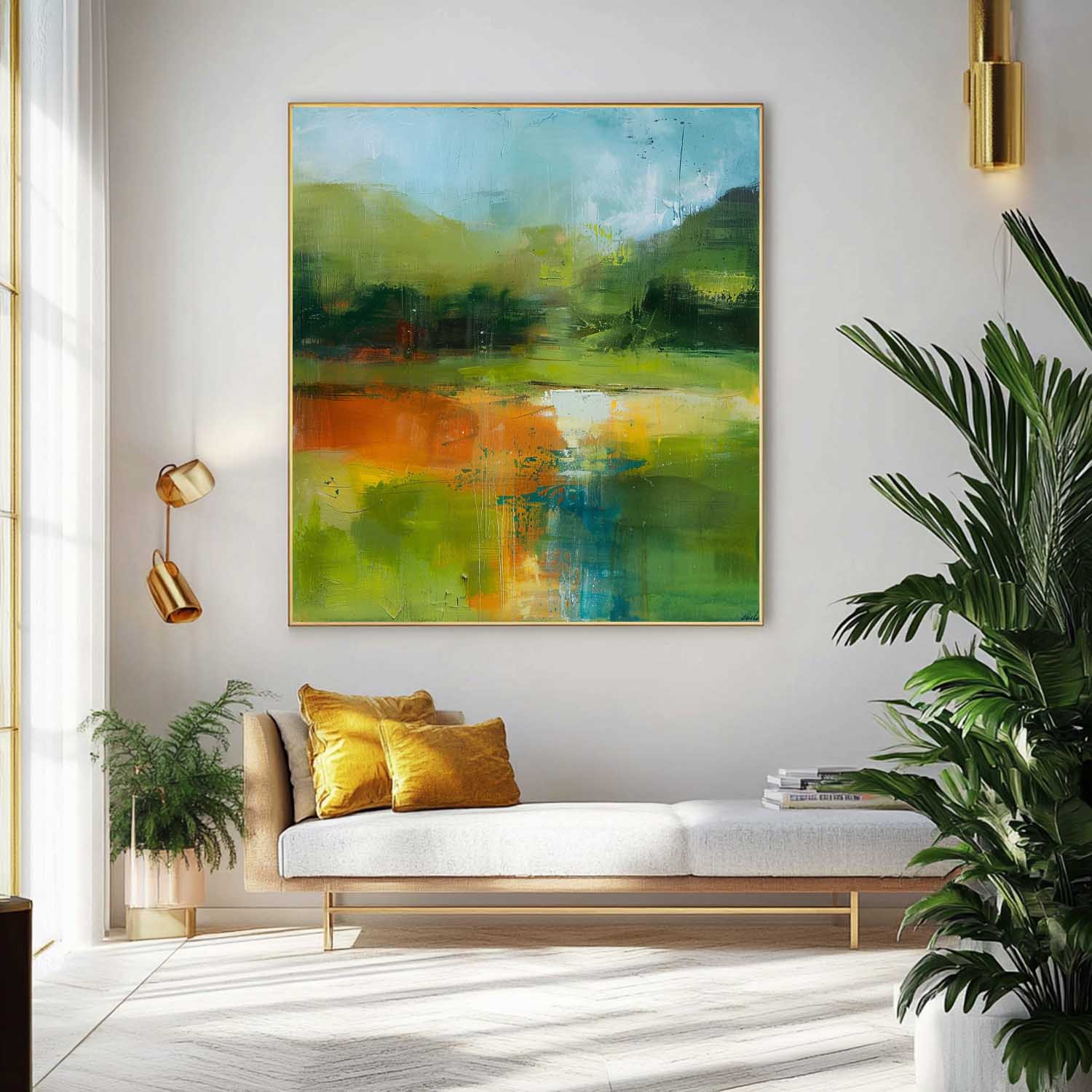 Wall Art Abstract River Landscape Impasto Modern