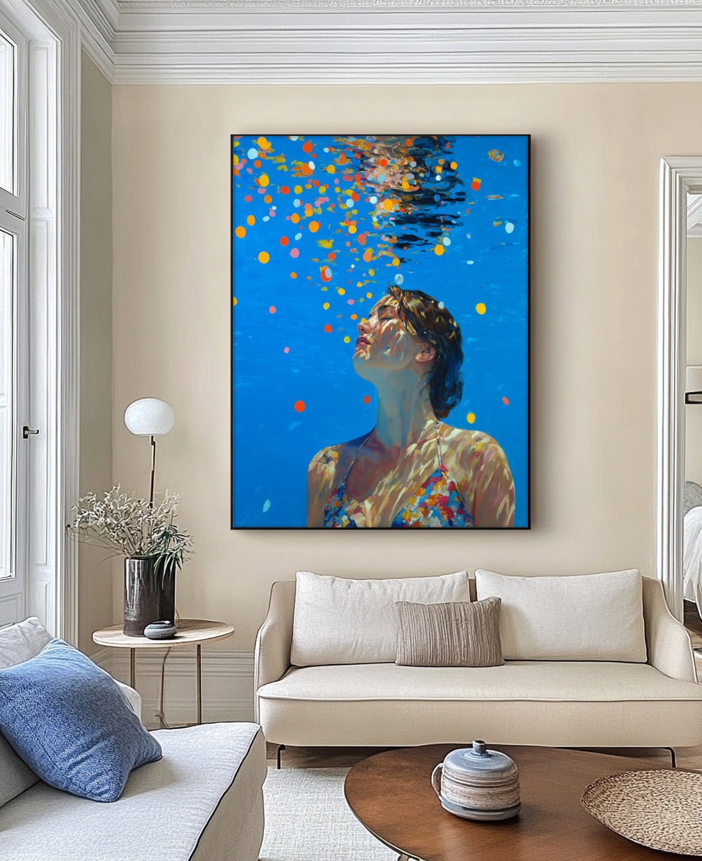 Wall Art Vibrant Swimmer Colorful Dreamy Scene