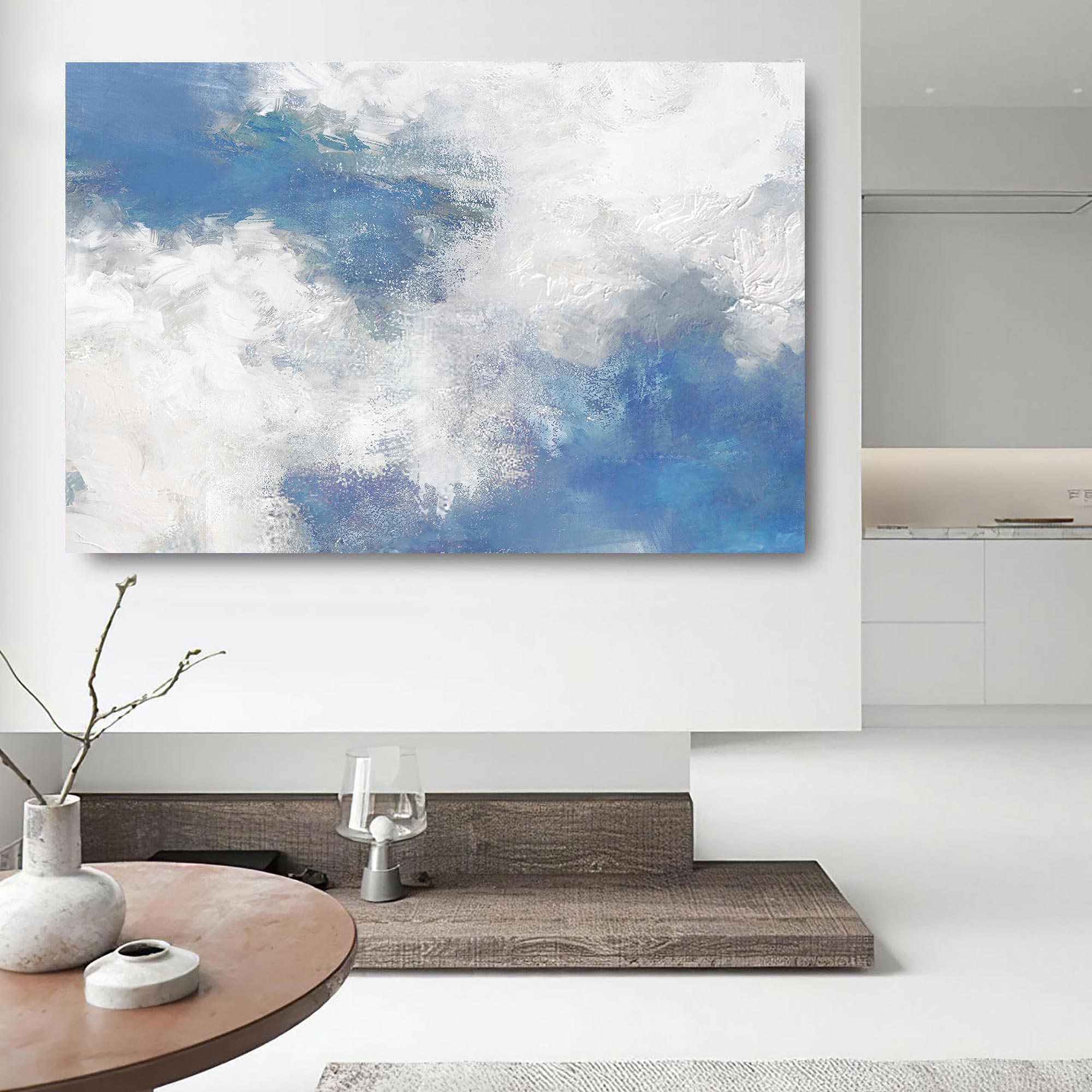 Seascape Blue White Coastal Abstract Painting