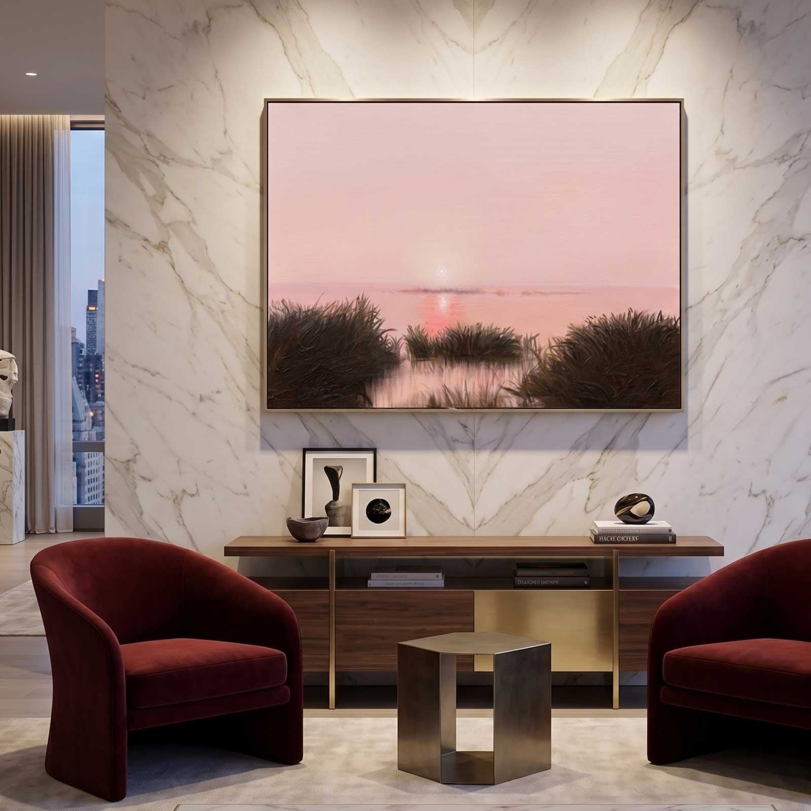 Wall Art Horizontal Abstract Wetland Sunrise