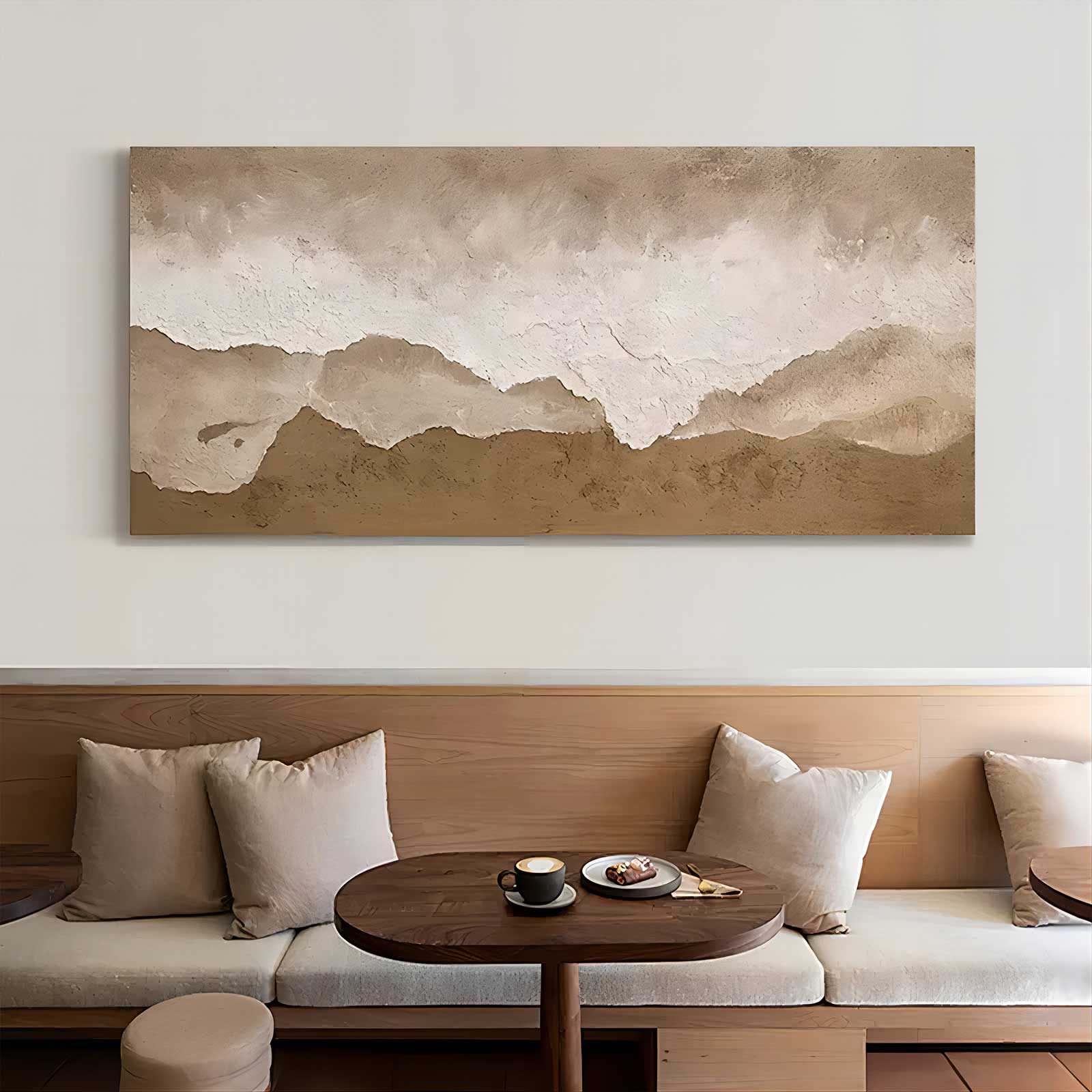 Minimalist 3D Textured Landscape Painting Warm Neutral