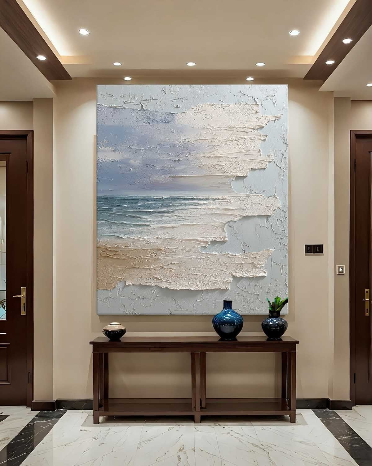 PlWall Art Vertical Horizontal Wabi-Sabi Sea Relief Scene Cool Coastal