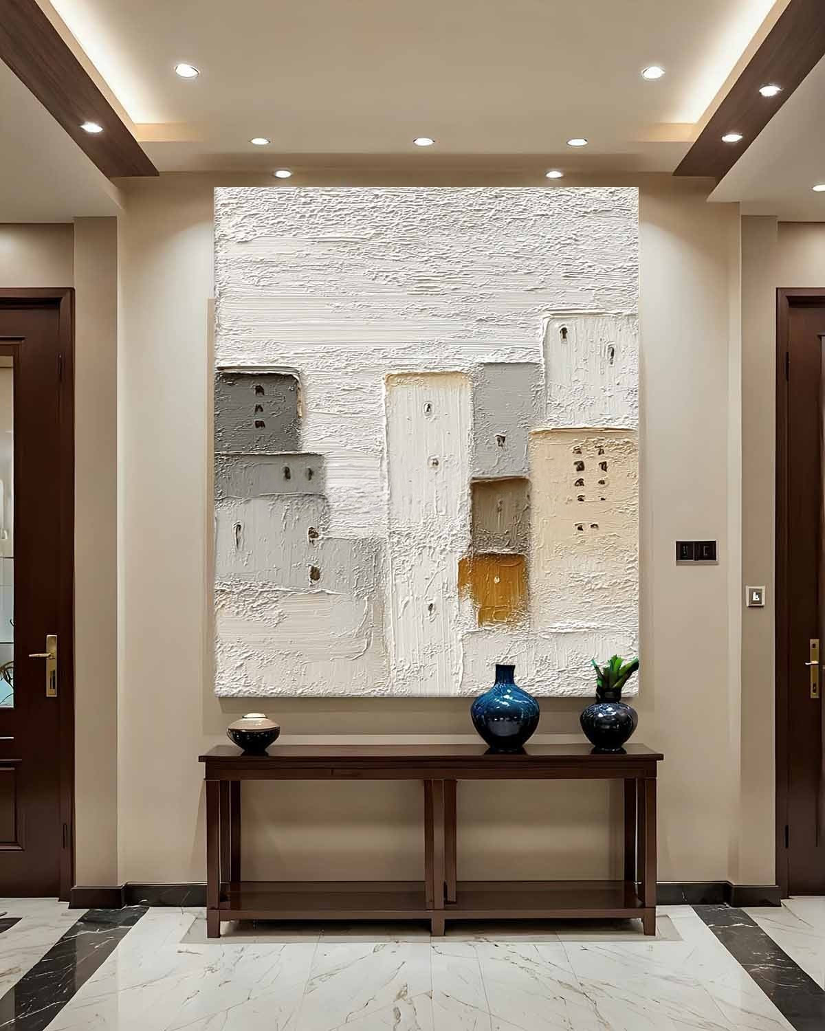 Wall Art Minimalist Cityscape Impasto Neutral