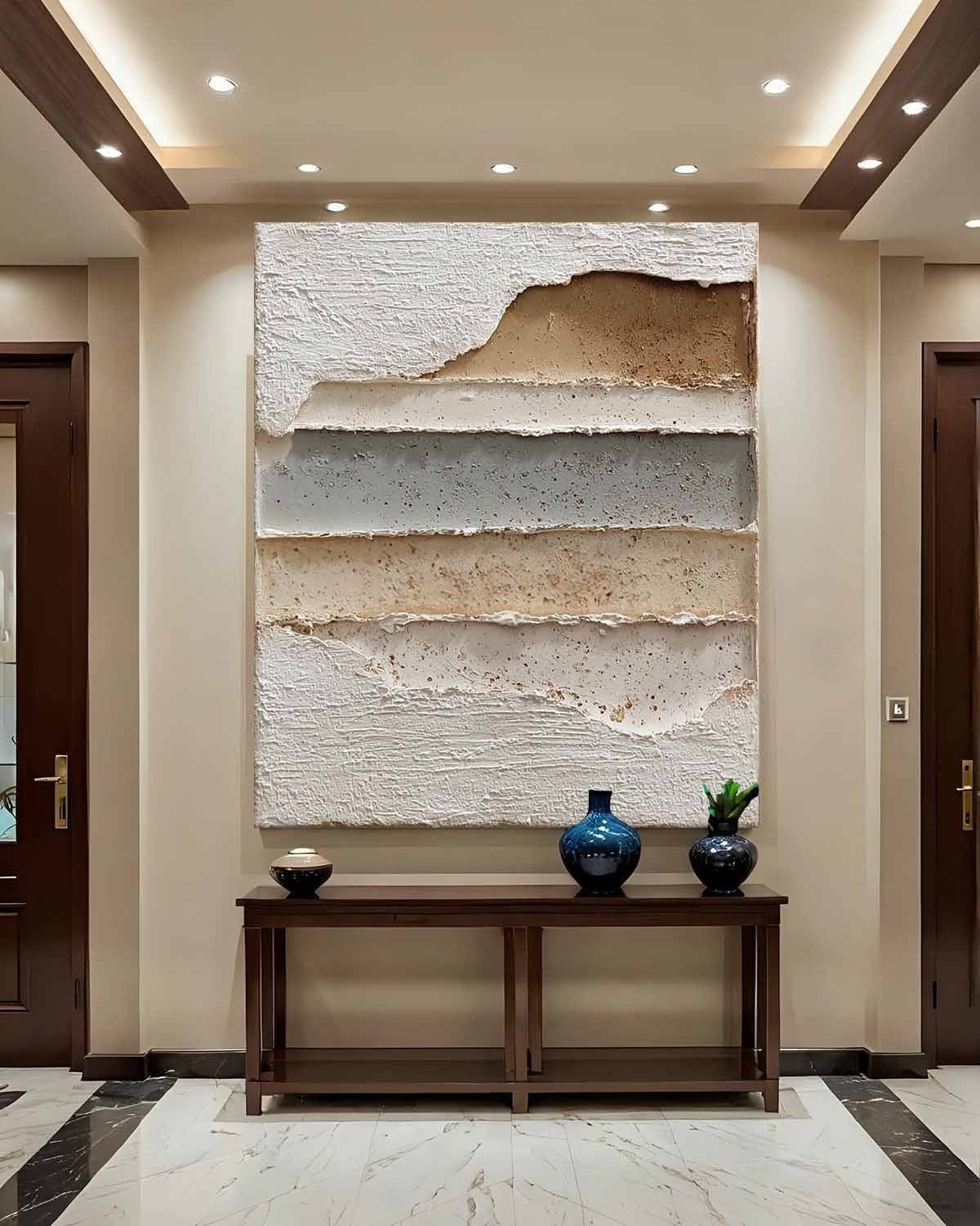 Wall Art Vertical Textured Abstract Layered Scene Muted