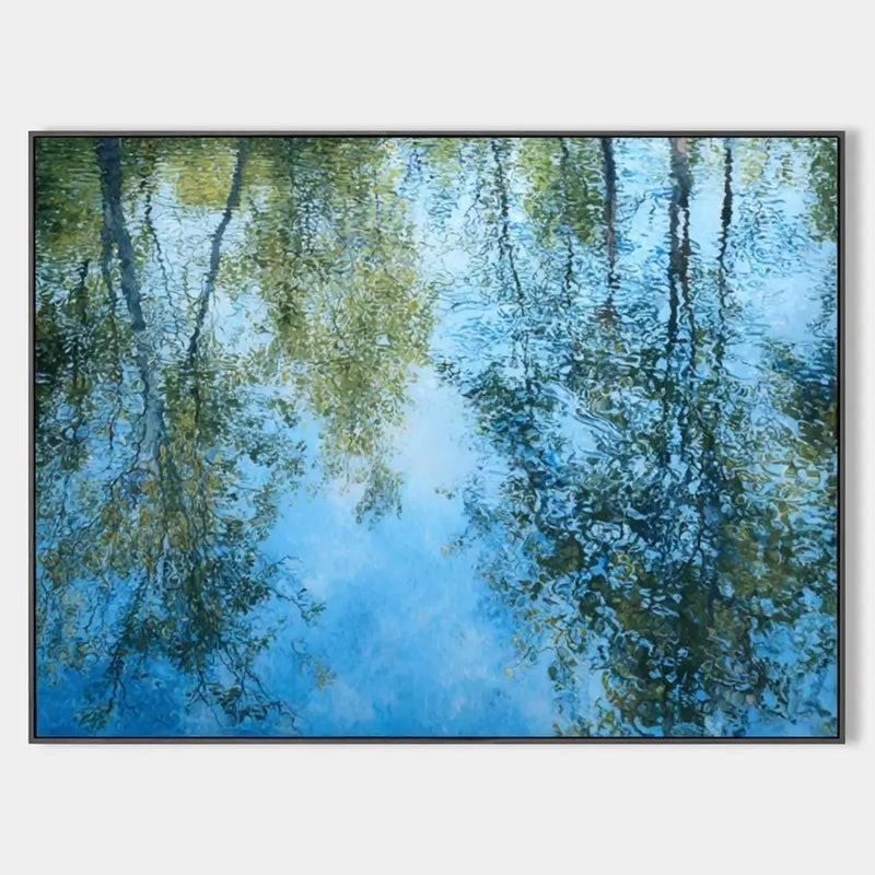 Blue Forest Reflection Nature Painting