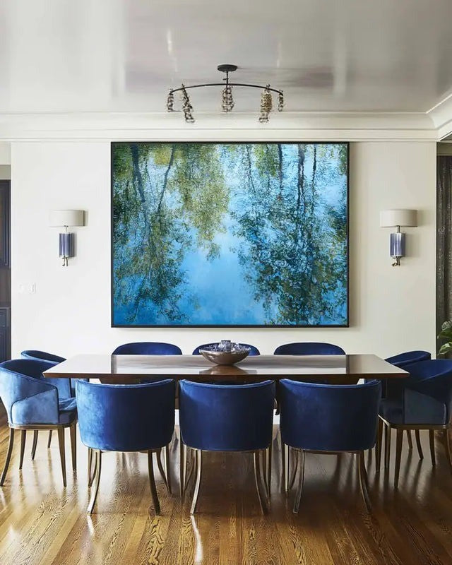 Blue Forest Reflection Nature Painting