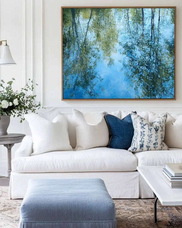 Blue Forest Reflection Nature Painting