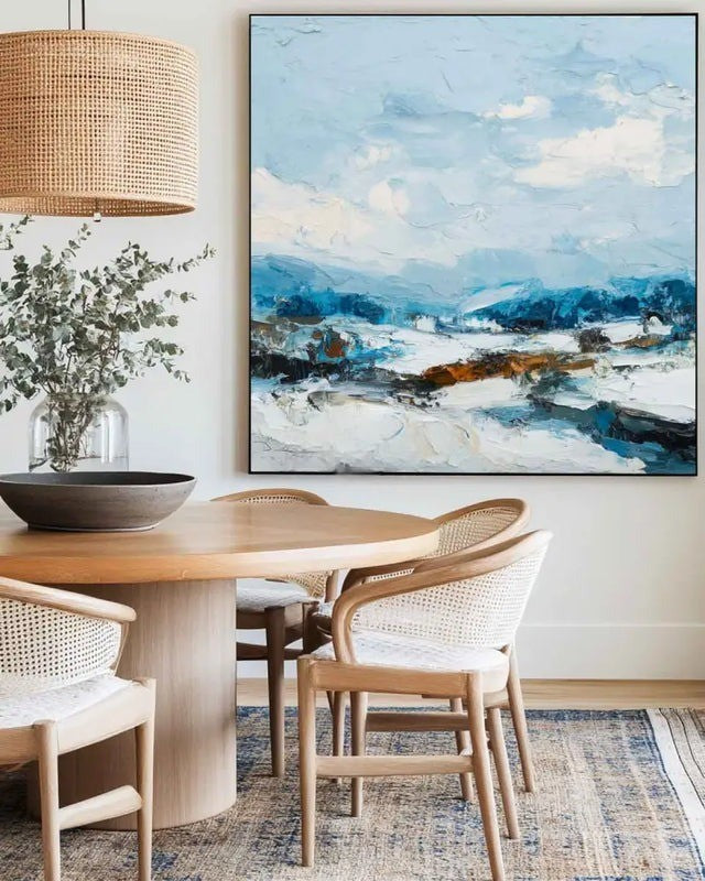 Blue White Abstract Coastal Painting
