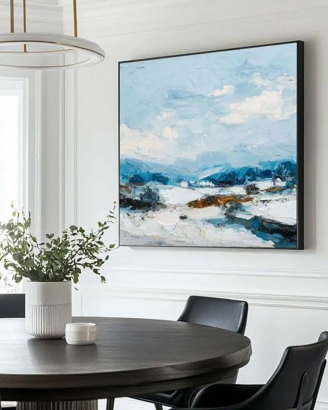 Blue White Abstract Coastal Painting