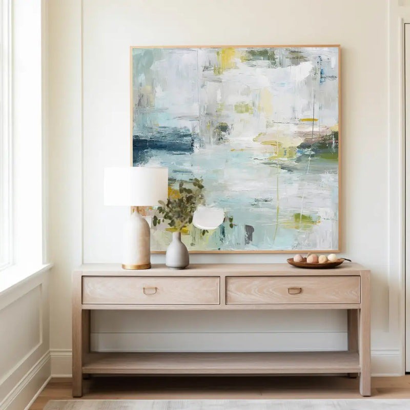 Blue Yellow Abstract Textured Painting