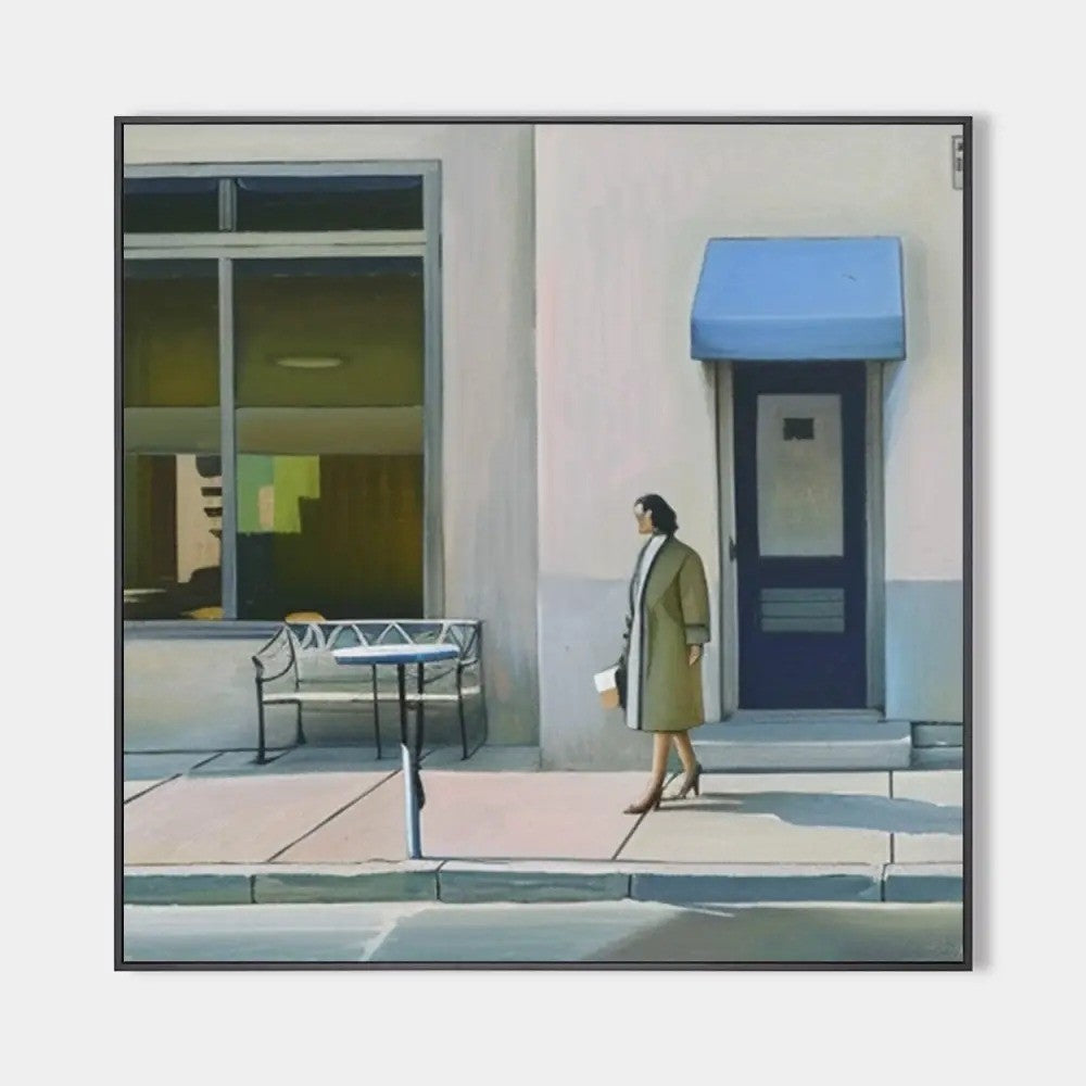 Quiet City Street Figurative Painting