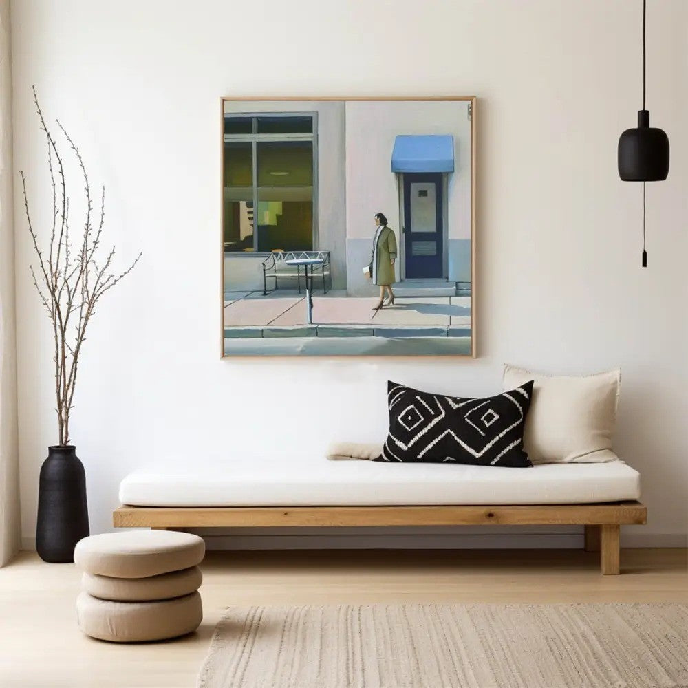 Quiet City Street Figurative Painting