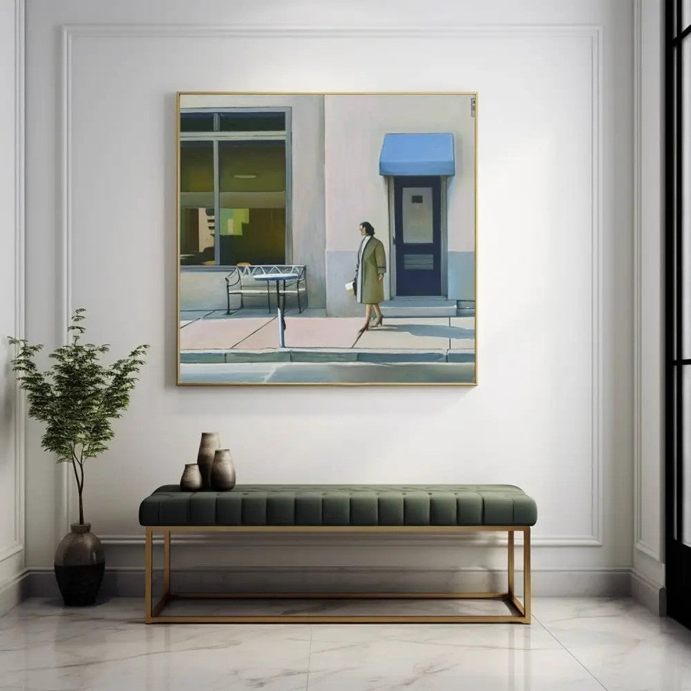 Quiet City Street Figurative Painting