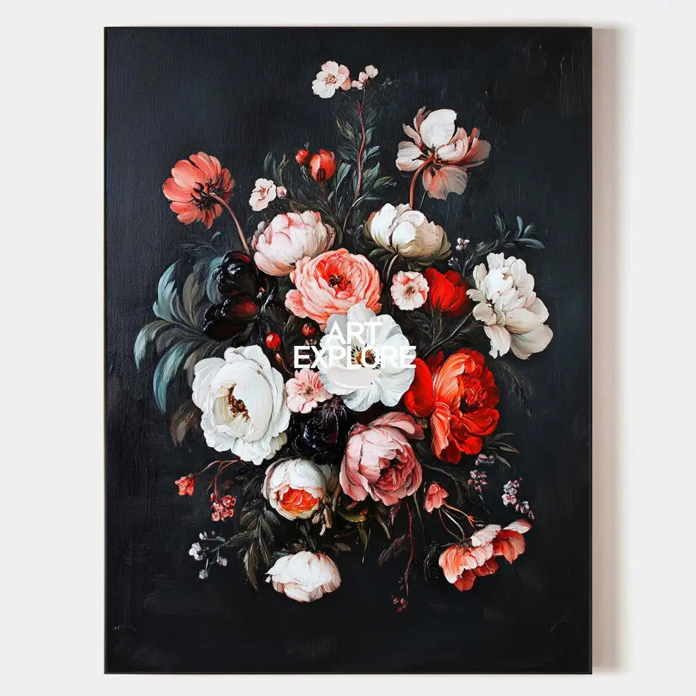Baroque Peony Bouquet Oil Painting
