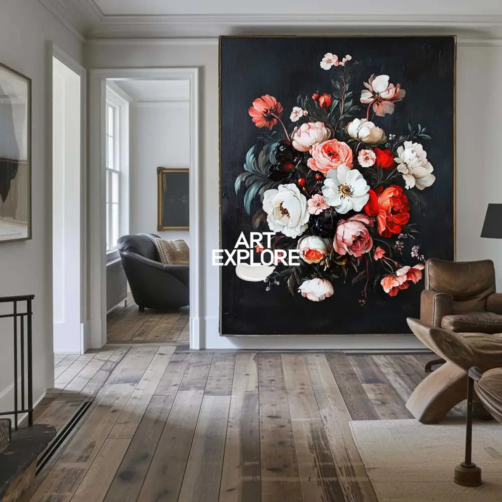 Baroque Peony Bouquet Oil Painting