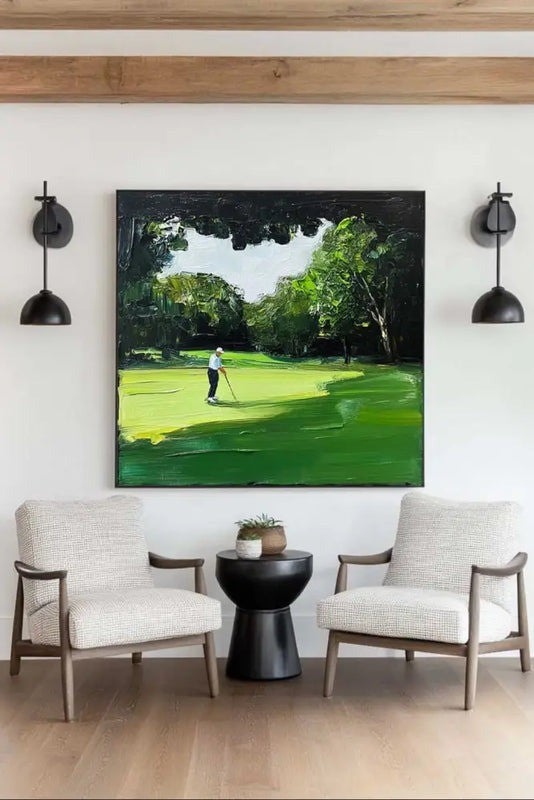 Green Golf Course Landscape Painting