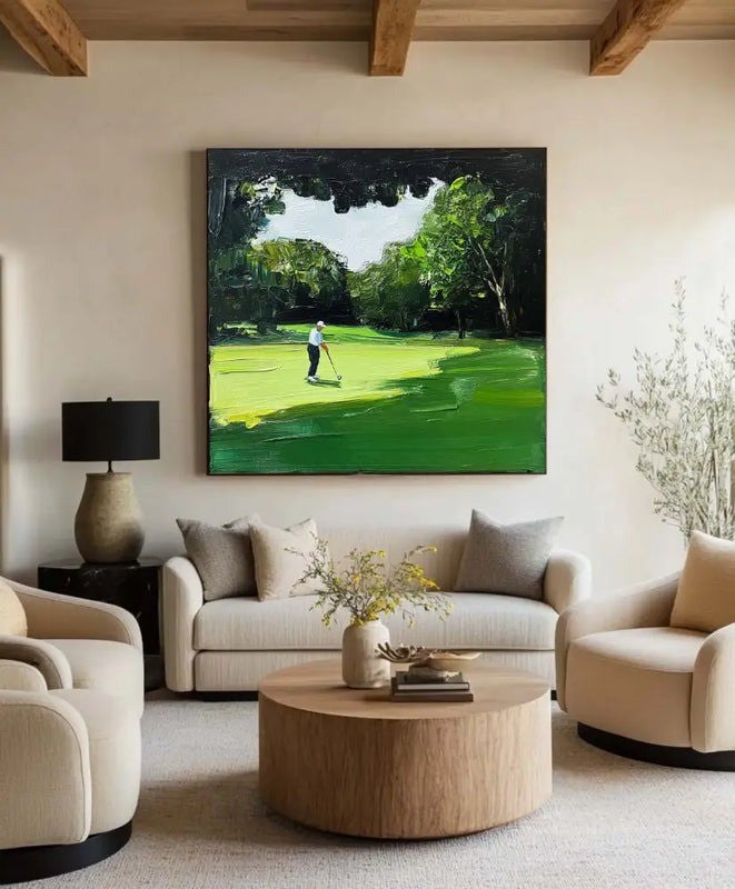 Green Golf Course Landscape Painting