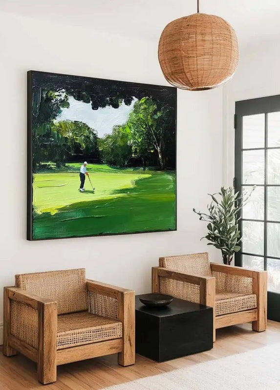 Green Golf Course Landscape Painting