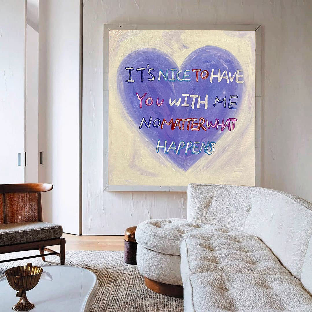 Wall Art Texture Love Heart Typographic Textured Painting