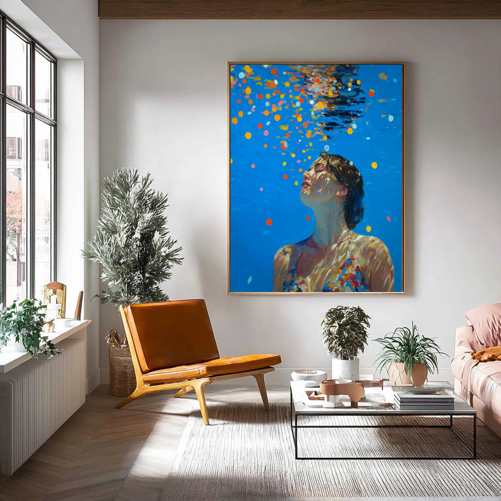 Wall Art Vibrant Swimmer Colorful Dreamy Scene
