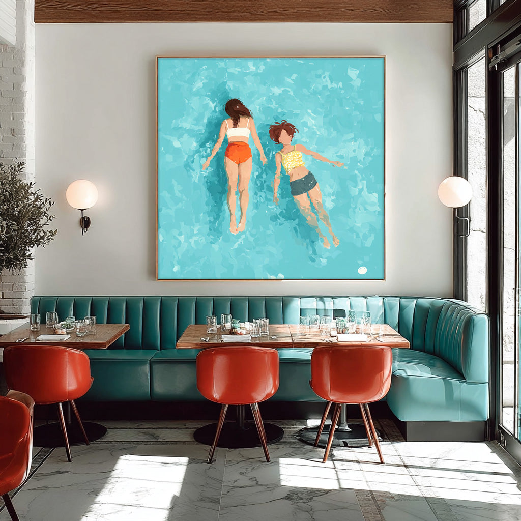 Wall Art Swimmer Underwater Colorful Whimsical