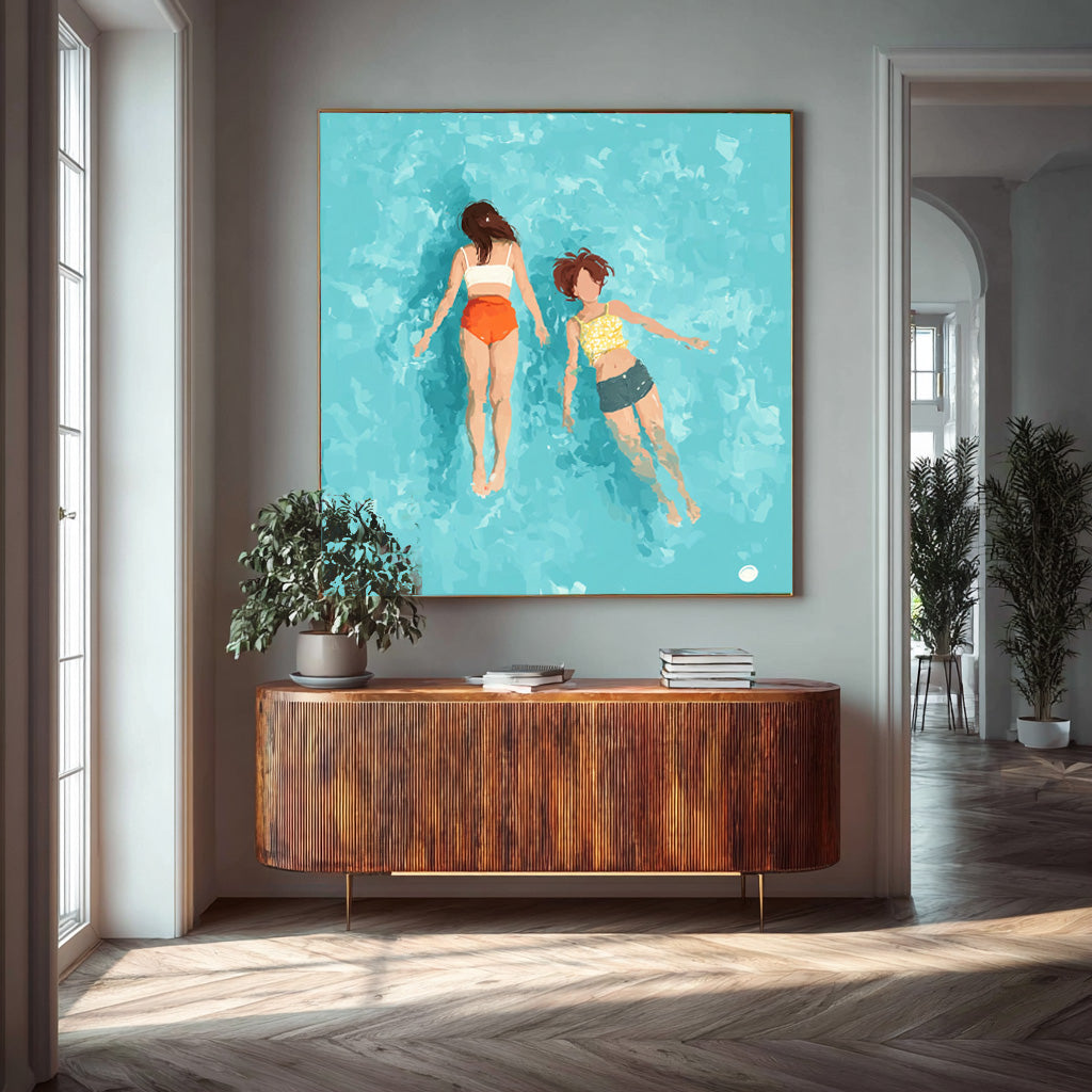 Wall Art Swimmer Underwater Colorful Whimsical
