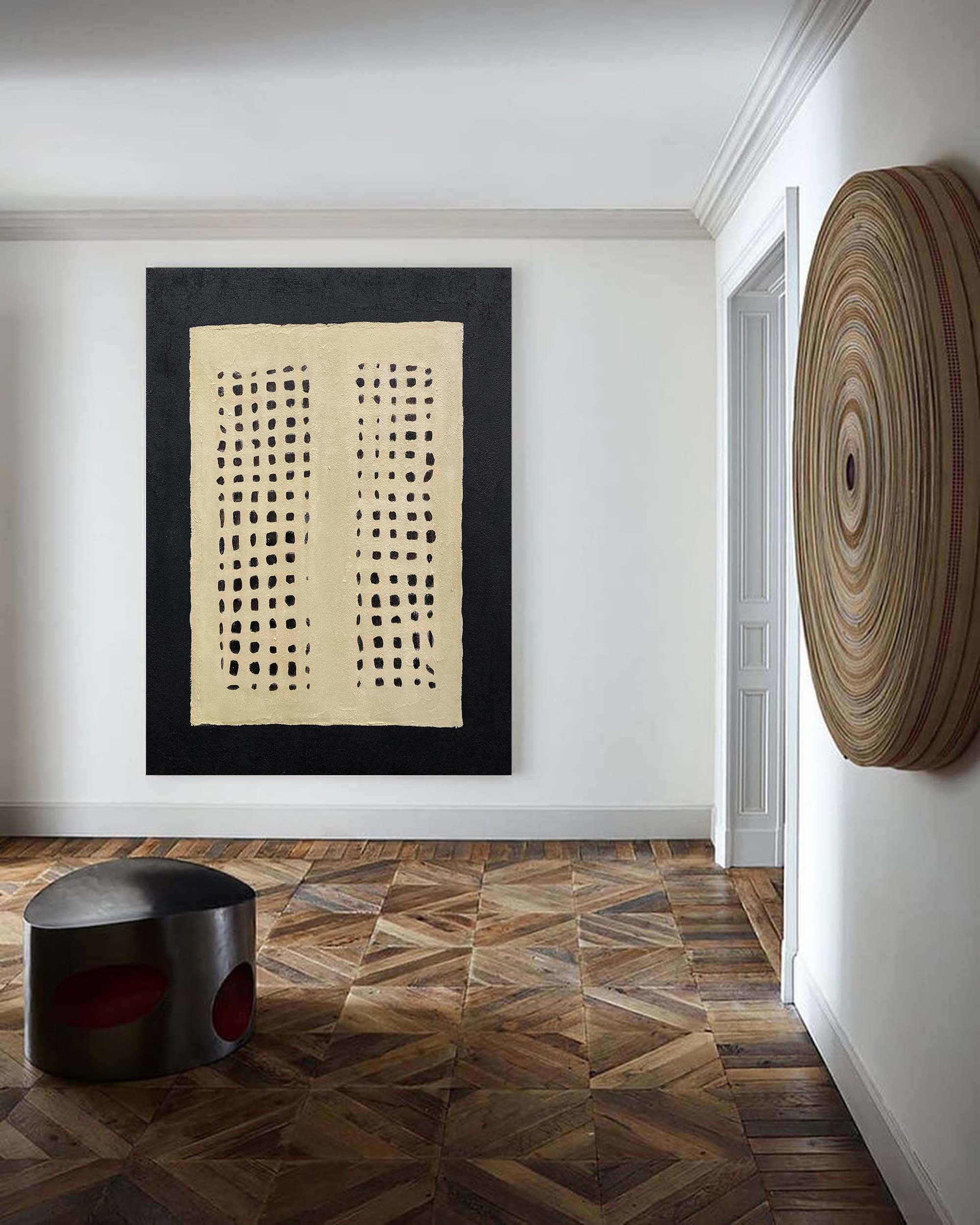 Black Beige Geometric Minimalist Painting