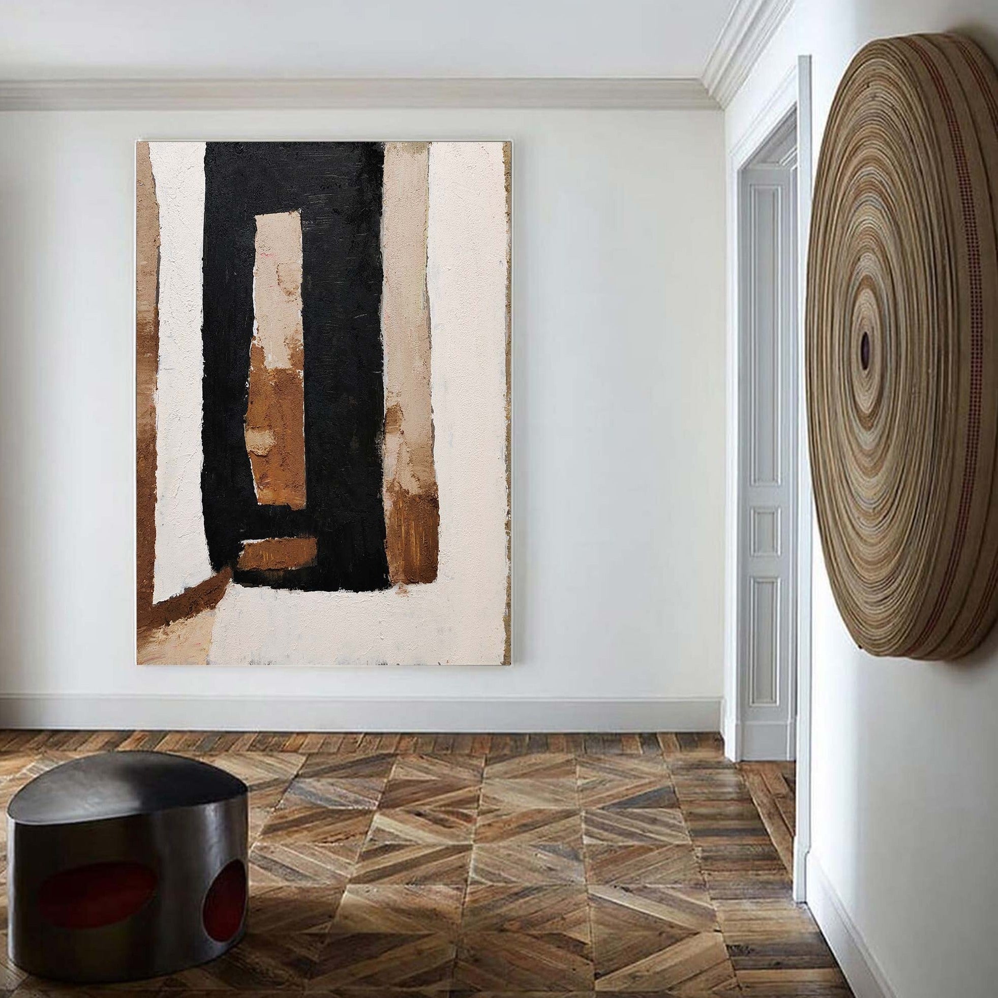 Black And Brown Abstract Painting ABAV172 - Neutralighting